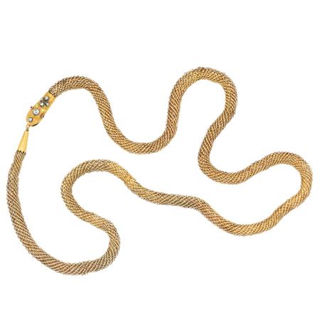 Antique Gold Woven Mesh Snake Necklace 6ab36