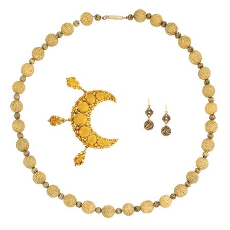 Antique Granulated Gold Bead Necklace,