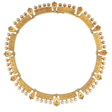 Antique Gold Fringe Necklace  6ab4b
