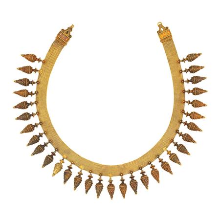 Etruscan Revival Gold Fringe Necklace  6ab4e