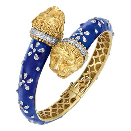 Gold Blue Enamel and Diamond Animal 6ab5b