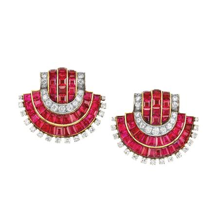 Pair of Gold Ruby and Diamond 6ab73