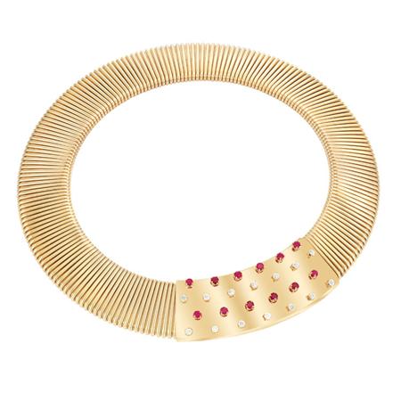 Wide Gold, Ruby and Diamond Slide