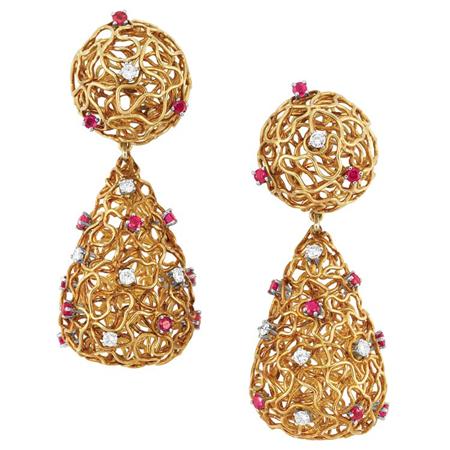 Pair of Gold Diamond and Ruby 6aba1