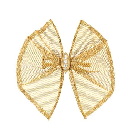 Gold Mesh and Diamond Bow Brooch  6aba3