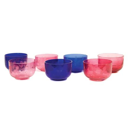 Set of Four Cut Pink Glass Bowls  6ac69