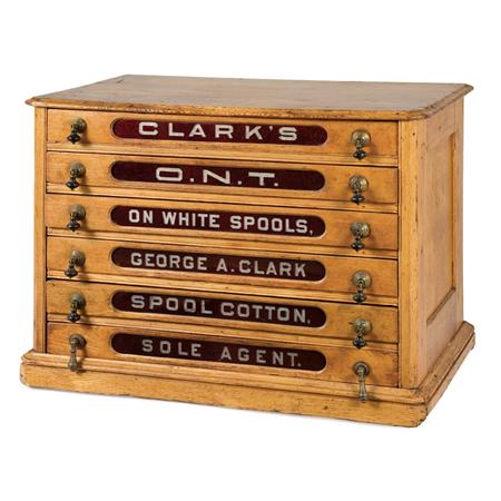Clark's Glass Inset Oak Spool Cabinet
	Estimate:&nbsp;$200&nbsp;&nbsp;-&nbsp;$400