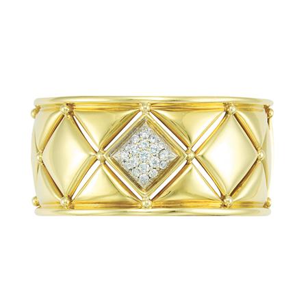 Gold and Diamond Cuff Bangle Bracelet
	