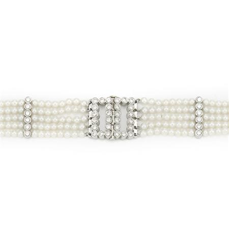 Five Strand Cultured Pearl White 6b099