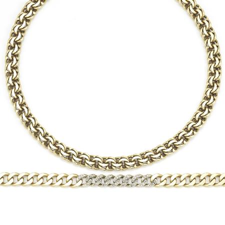 Gold Curb Link Necklace and Gold