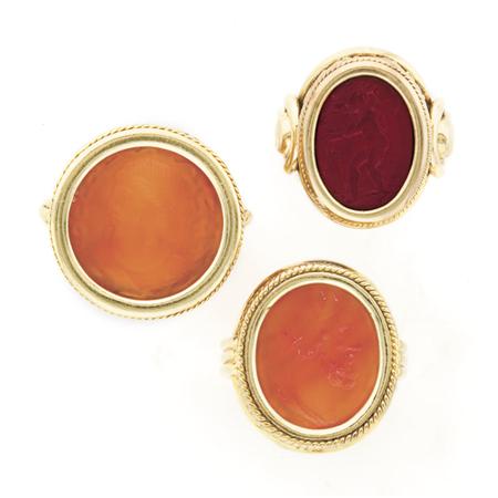 Three Gold and Carnelian and Jasper