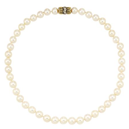 Cultured Pearl Necklace with Gold 6b0c9