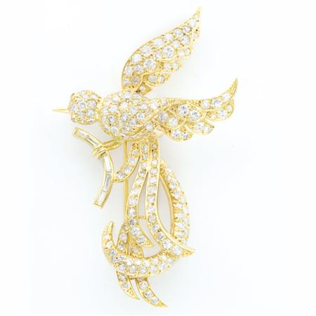 Gold and Diamond Bird Brooch
	