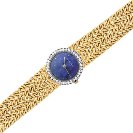 Gold Lapis and Diamond Wristwatch  6b0f4