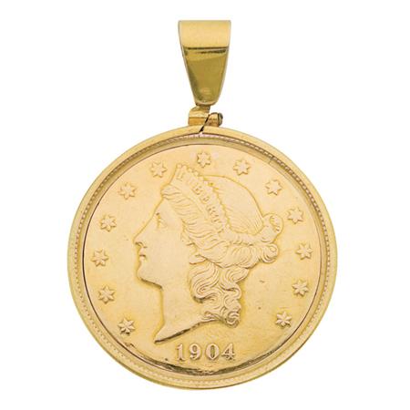 U S 20 Gold Coin Pendant Watch  6b103