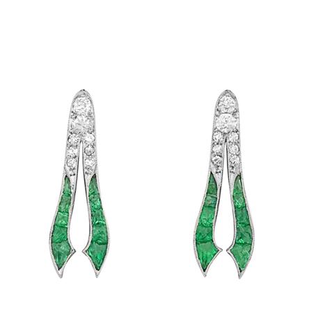 Pair of Emerald and Diamond Fragments  6b10b