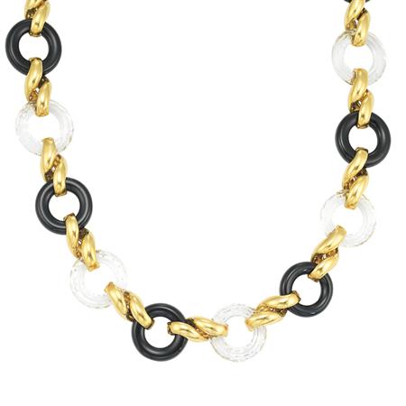 Gold Black Onyx and Faceted Rock 6b11a