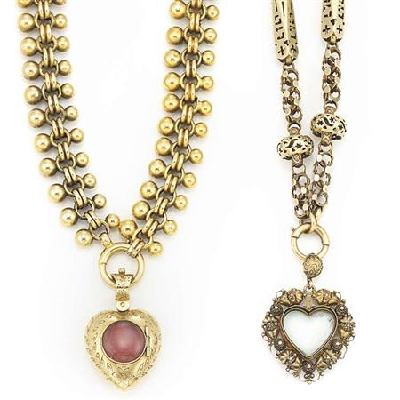 Two Antique Gold Necklaces with 6b123