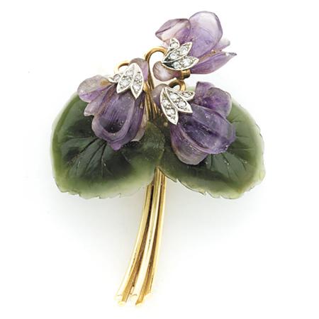 Gold, Carved Amethyst, Nephrite