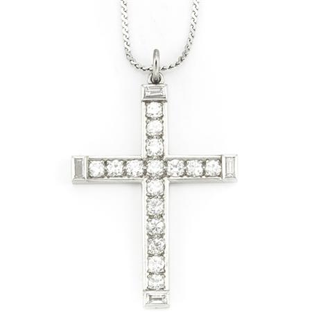 Platinum and Diamond Cross Pendant 6b130