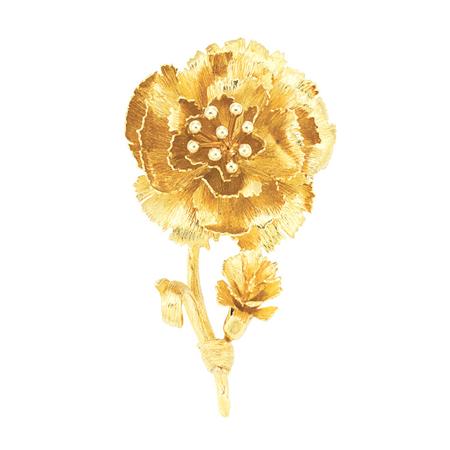 Gold Flower Clip-Brooch, David