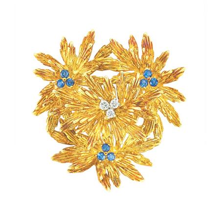 Gold, Diamond and Sapphire Brooch,