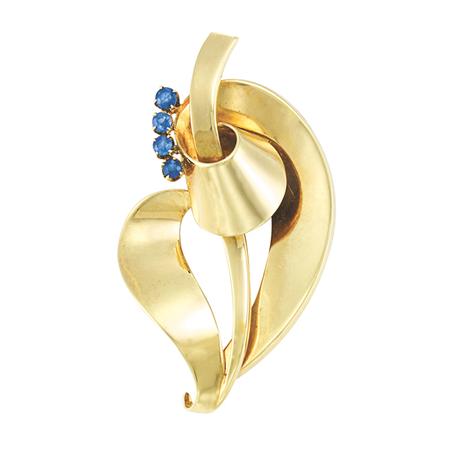 Gold and Sapphire Clip-Brooch,