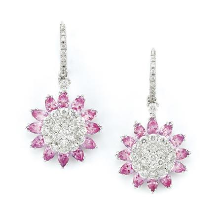 Pair of Diamond and Pink Sapphire 6b161
