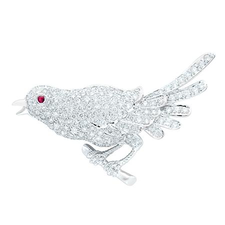 White Gold and Diamond Bird Brooch
	