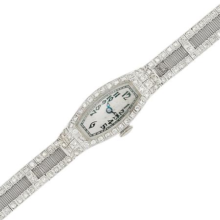 Platinum and Diamond Mesh Wristwatch
	