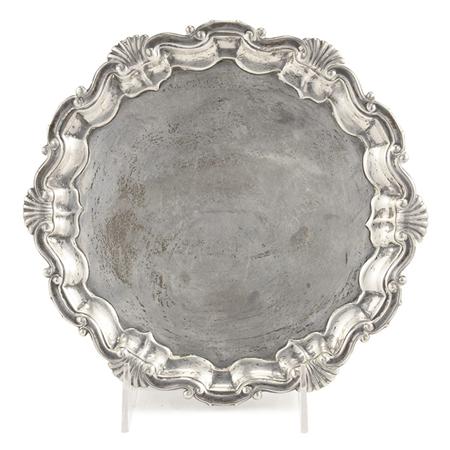 English Silver Shell Molded Salver  6af09