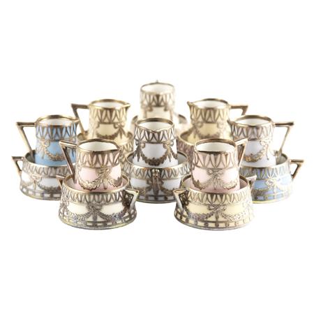 Set of Eight Continental Silver Overlay
