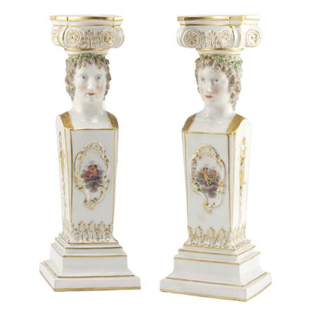 Two German Figural Porcelain Candlesticks  6af1e