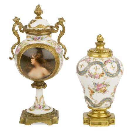 Two Sevres Style Porcelain Covered