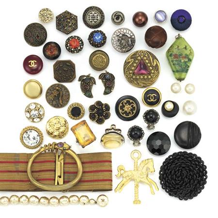 Group of Assorted Buttons and Items
	