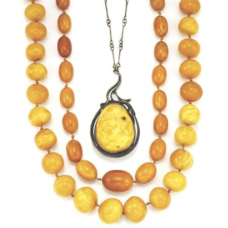 Three Amber Bead Necklaces and 6af58