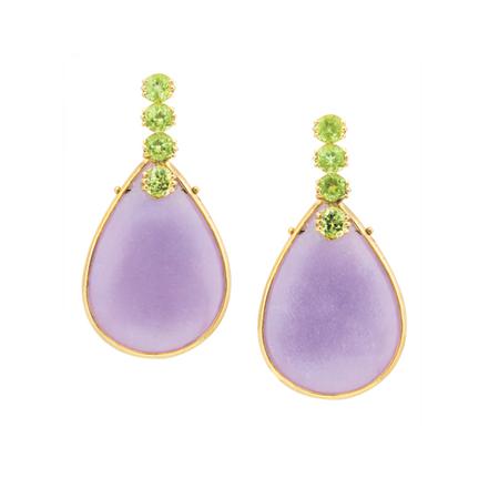 Pair of Gold, Lavender Jade and