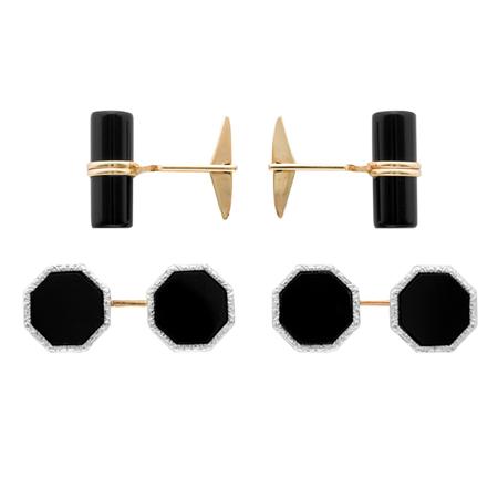 Two Pairs of Gold and Black Onyx 6af90