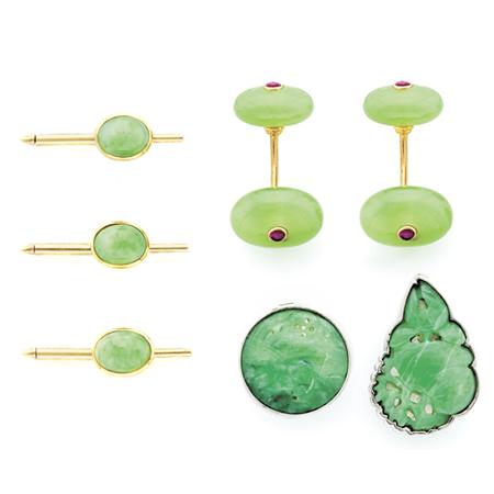 Pair of Green Hardstone and Cabochon 6afb6