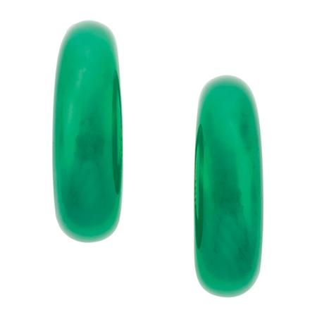 Pair of Gold and Green Onyx Hoop 6afc2