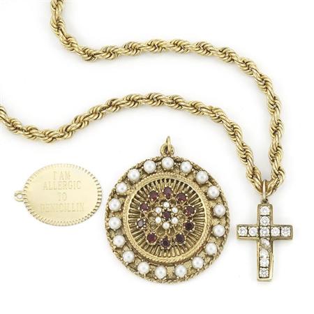 Gold and Diamond Cross Pendant with