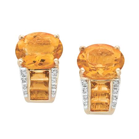 Pair of Gold Citrine and Diamond 6afcb