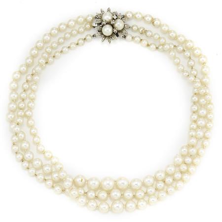 Triple Strand Cultured Pearl Necklace  6afe8