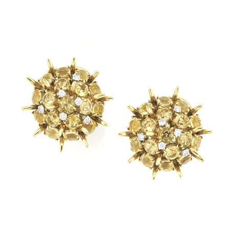 Pair of Gold Citrine and Diamond 6aff9