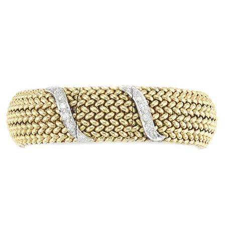 Gold and Diamond Bracelet-Watch
	  Estimate:$500-$700