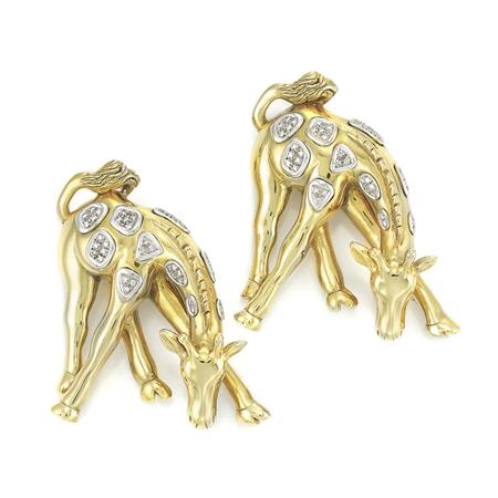 Pair of Gold and Diamond Giraffe 6b017