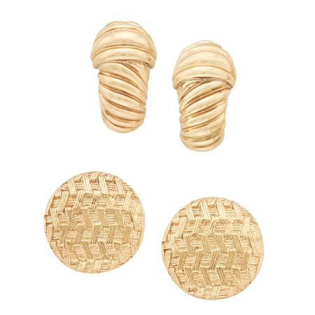 Two Pairs of Gold Earclips David 6b030