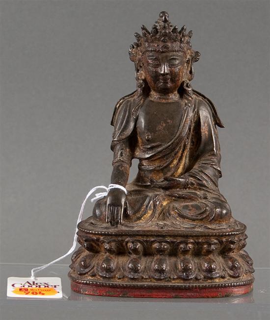 Sino Tibetan lacquered bronze figure 77bab