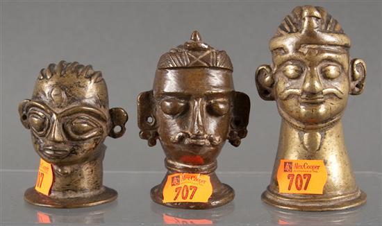 Three Indian brass finials, 19th