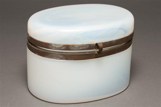 French opaline glass oval dresser box